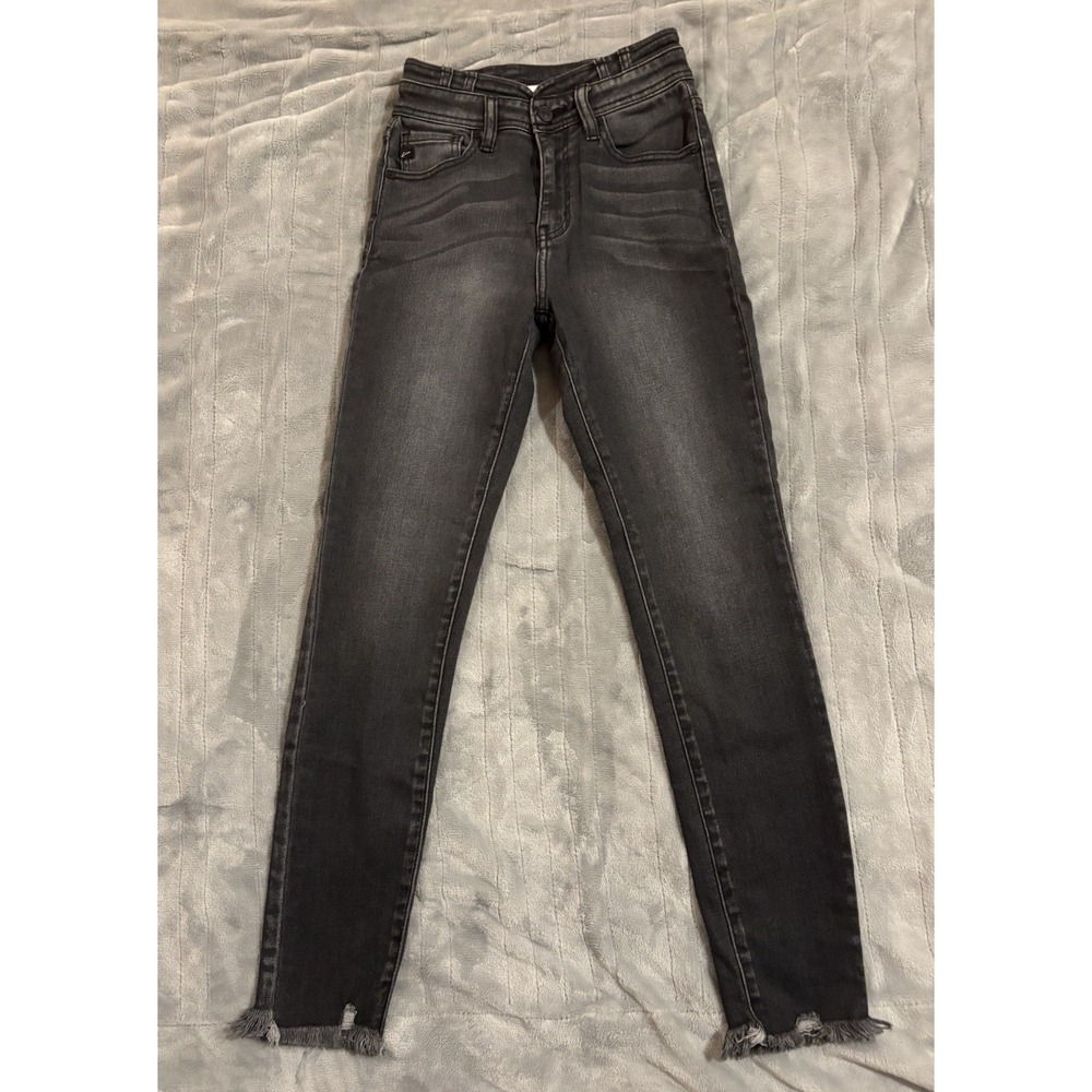 NEW Kancan Black High Rise Skinny Jeans Fray Women’s 24